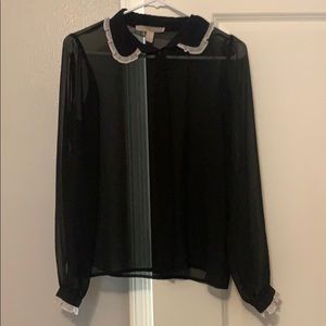 Sheer dress button up shirt